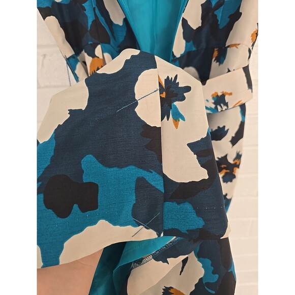 Oscar De La Renta Dress Size 16 Floral Blue Sleeveless Vintage Hawaiian MuMu - Picture 12 of 16